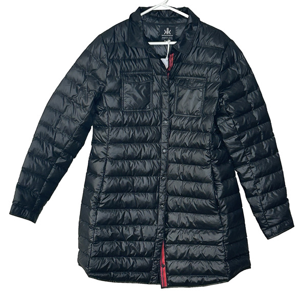 Krimson Klover Jackets & Blazers - Krimson Klover Annie Long Down Shirt Jacket L Black Lightweight Packable NWT
